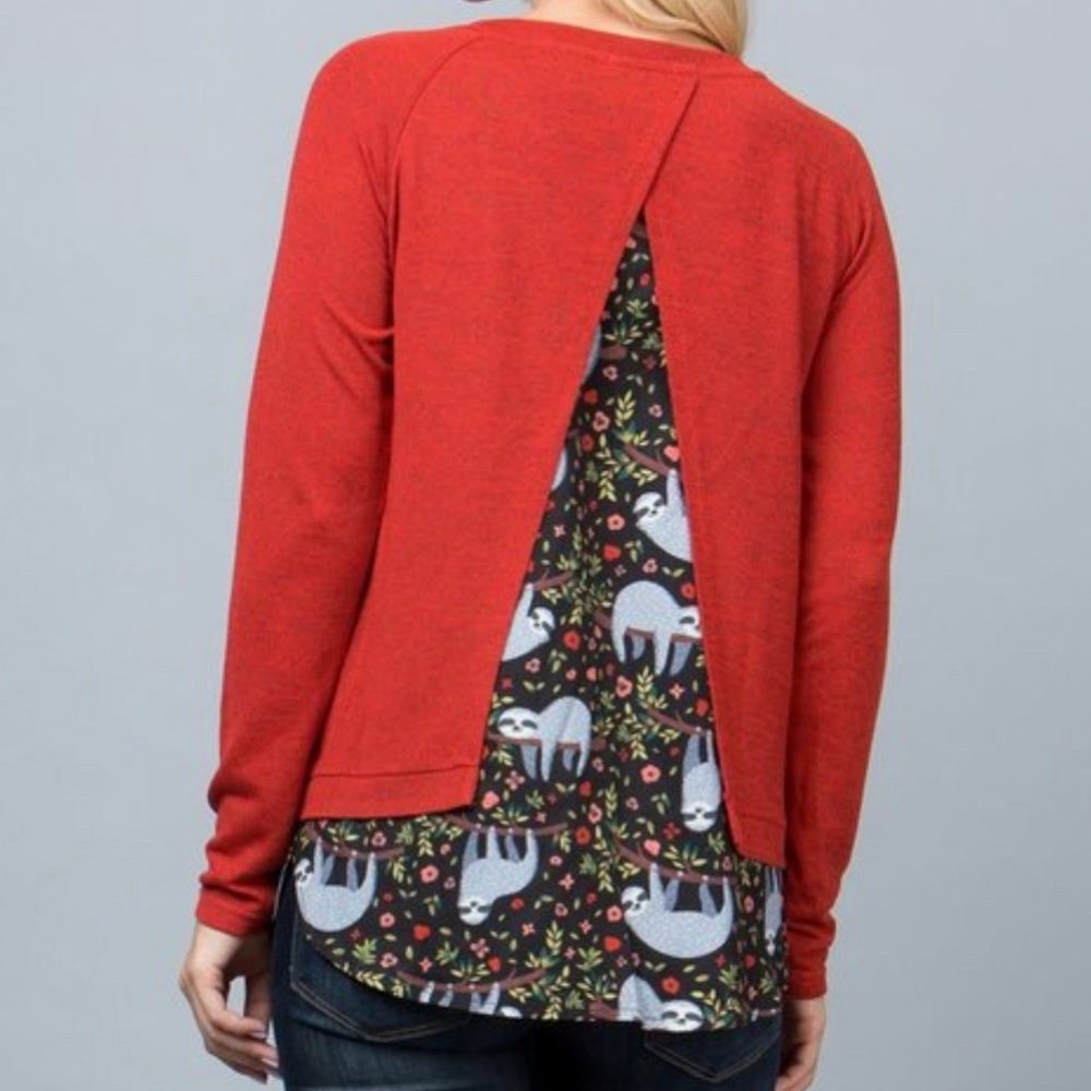 HP 🎈/Sloth print sweater with peakaboo vent - Picture 3 of 8